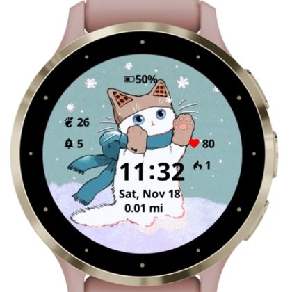 Cat play with snowflakes