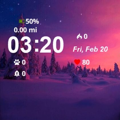 Snowy Night Pink Sky Stars