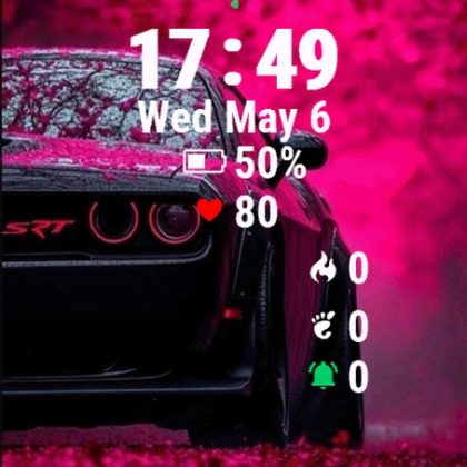 Black Car Parked Front Pink Tree